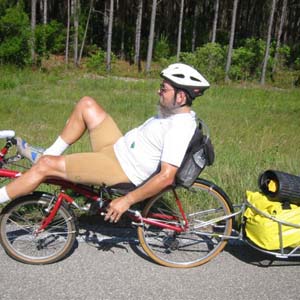 Edward on his recumbent bike in the ANF